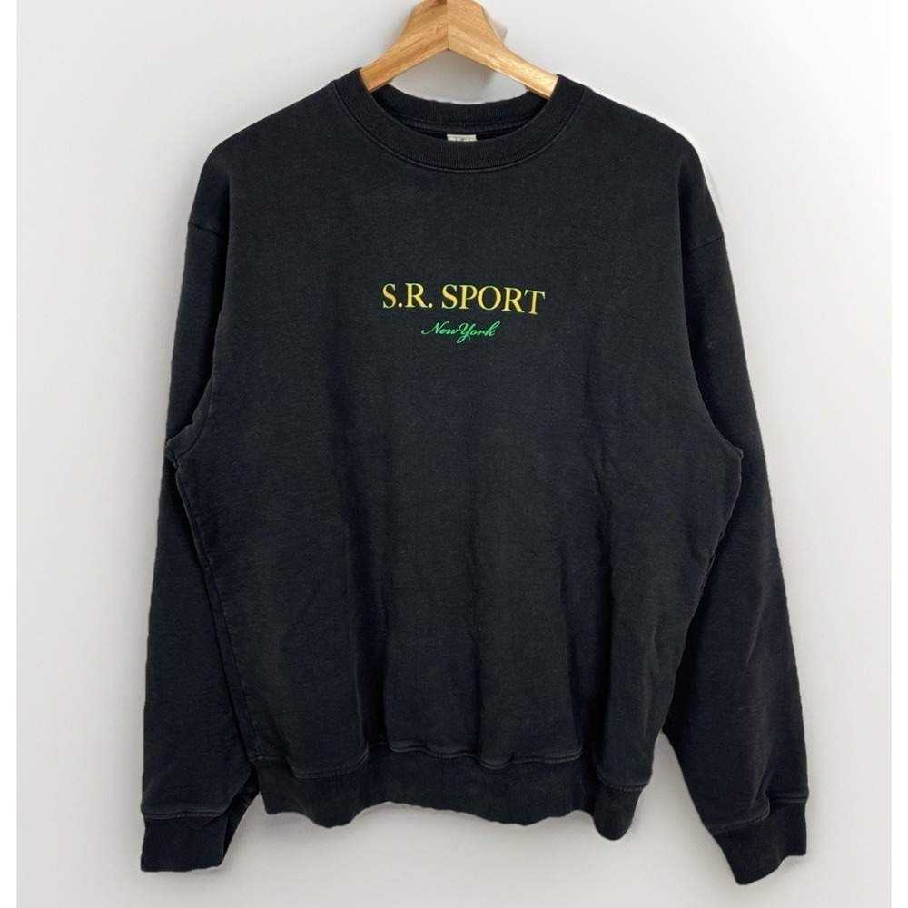 Sporty & Rich S.R. Sport Sweatshirt Health Wellness Club New York USA Black S - Picture 3 of 6